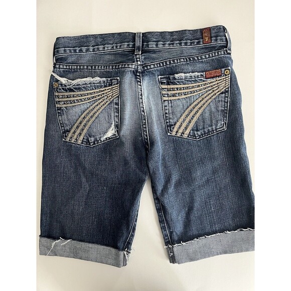 7 For All Mankind Women’s Dojo Grommet Bermuda Shorts Cutoff Raw Cuffed Hem 8 - Picture 2 of 5